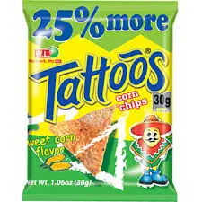 Tattoos Corn Chips Sweet Corn Flavor 30g