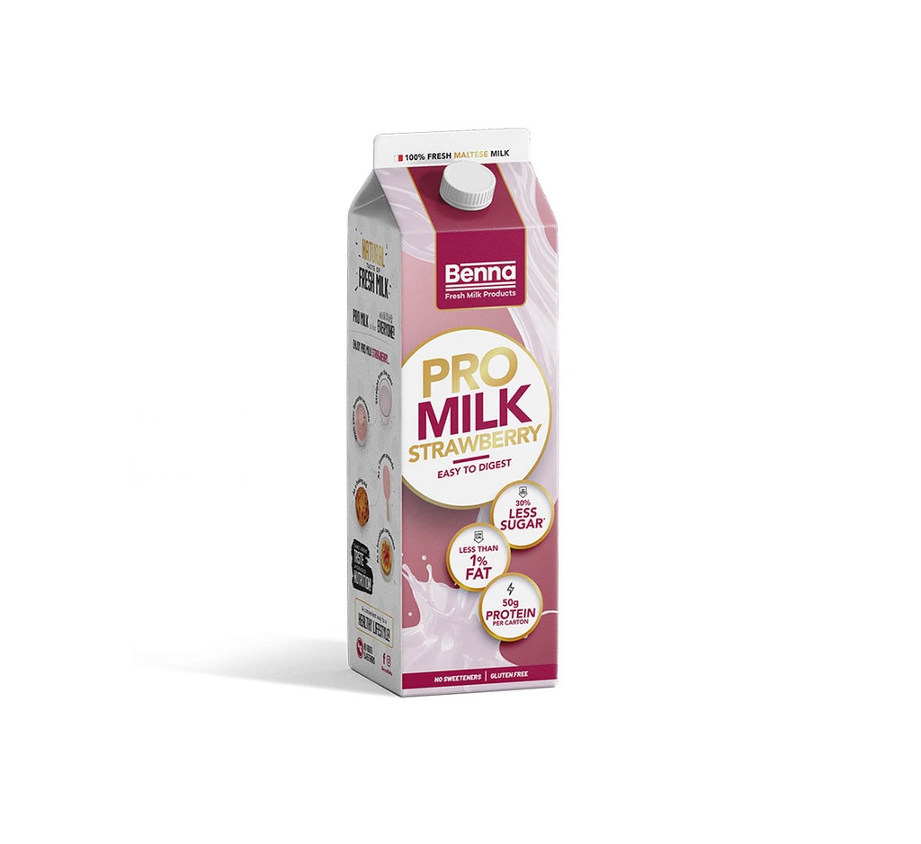 Benna Pro Milk 1% Strawberry Milkshake 1000ml