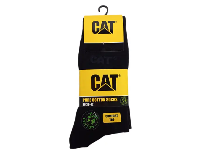 Cat Pure Cotton Socks 3Pk Black 39-42