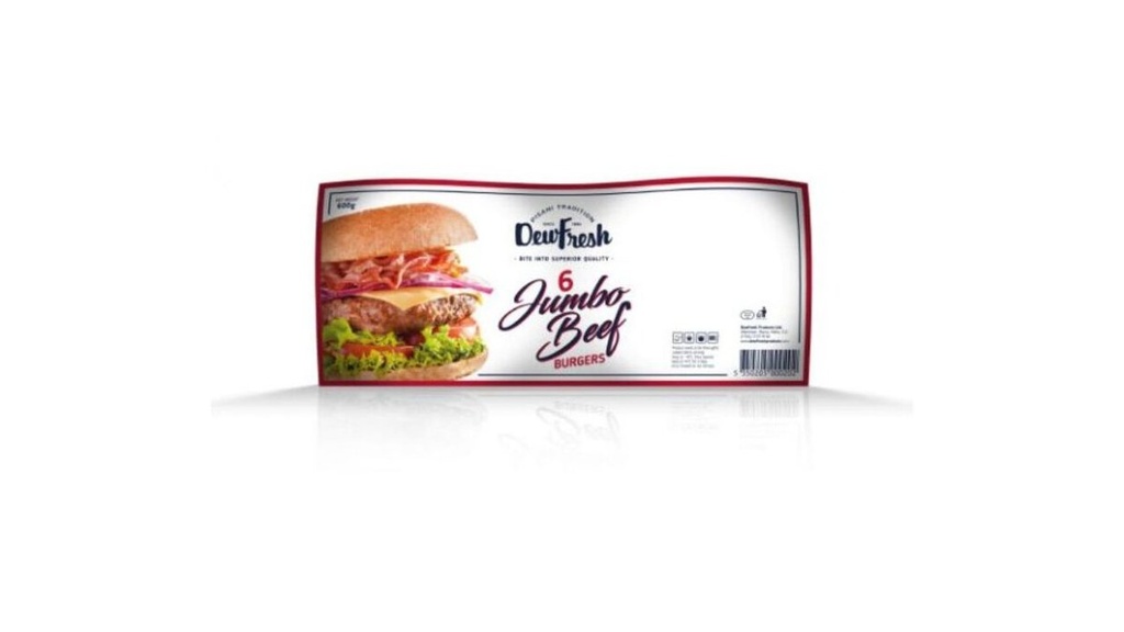 Dewfresh Beef Burger X6 600g