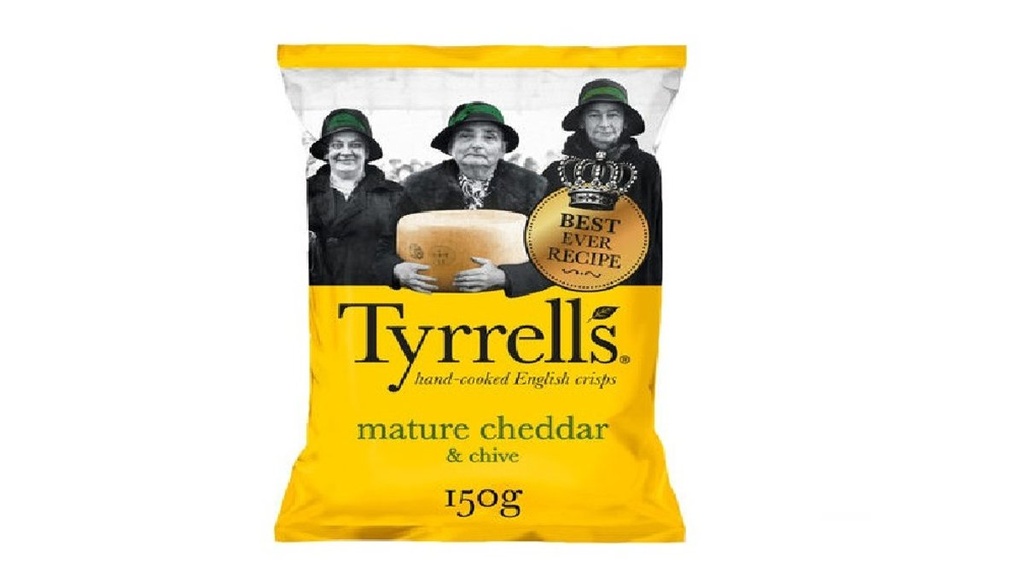 Tyrrells Mature Cheddar Chives Crisps 150g