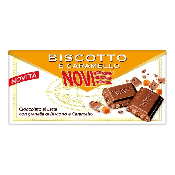 Novi Chocolate Biscotto & Caramello 100g