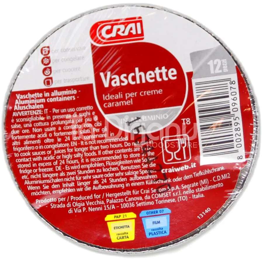 Crai Aluminum Trays – Crème Caramel (Pack of 12, T8 Size) 