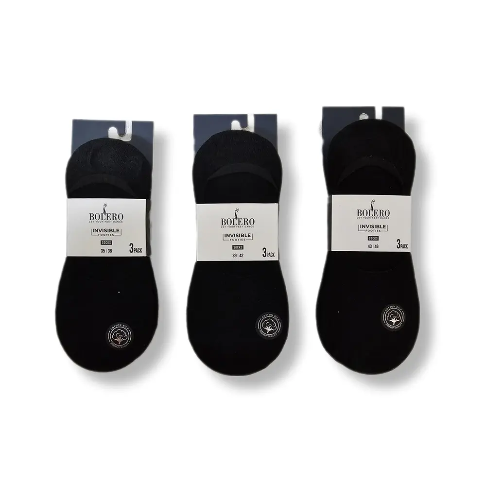 Bolero in Shoe Socks 3pcs 35-38 Blk