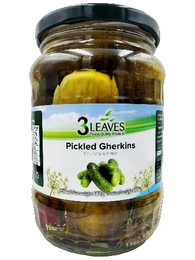 3 Leaves Gherkins Pickled 680g