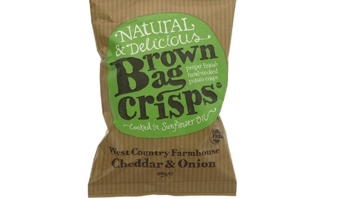 Brown Bag Crisps Cheddar & Onions, 40G