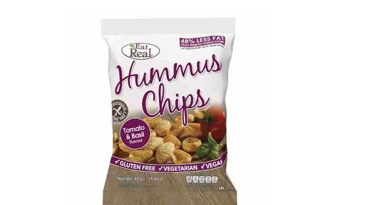 Eat Real G/F Hummus Tomato & Basil Chips 45G