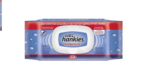 Wet Hankies Antibacterial Wipes 72Pcs