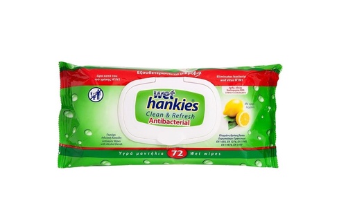 Wet Hankies Antibacterial Lemon 72p