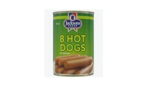 Jacksons 8 Hot Dogs Can 400g